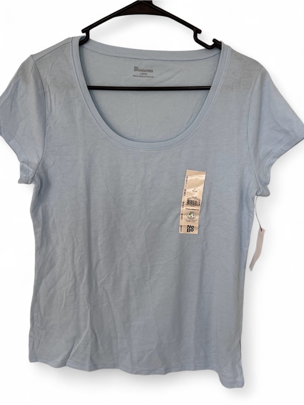 No Boundaries Women's Light Blue Scoop Neck Tee